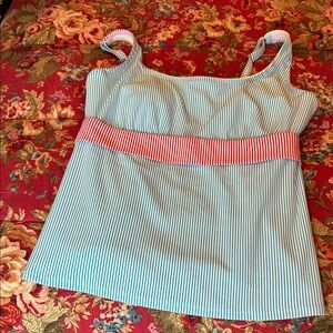 Lands' End Blue and White Striped Tankini top with underwire